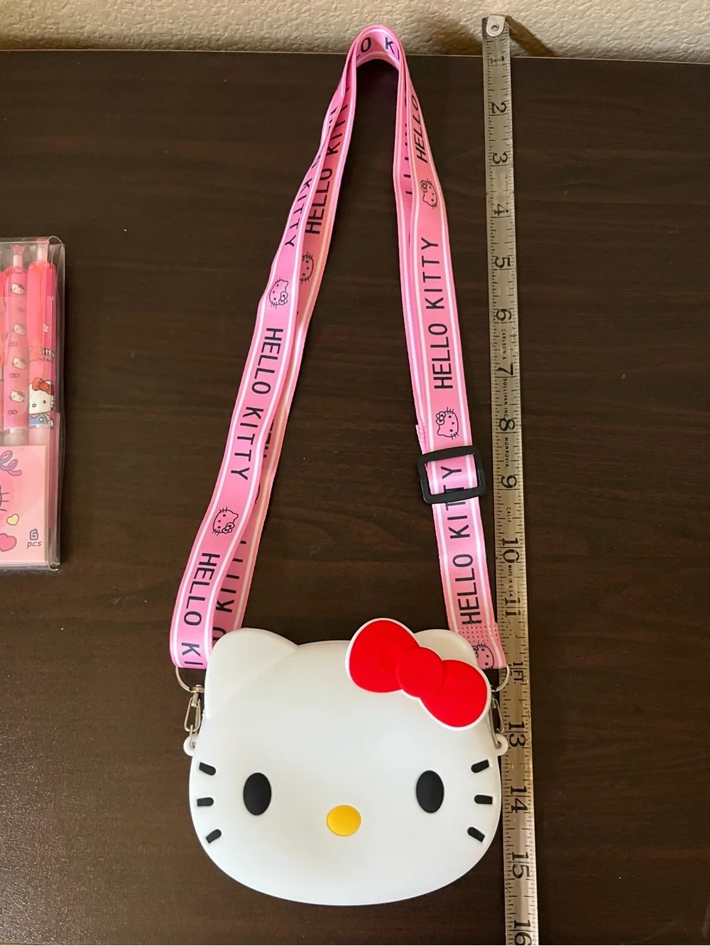 Hello Kitty White & Pink Small Crossbody Bag Coin Purse & Pen Set
